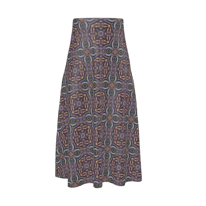 Miscanthus Stripe Silk Midi Skirt