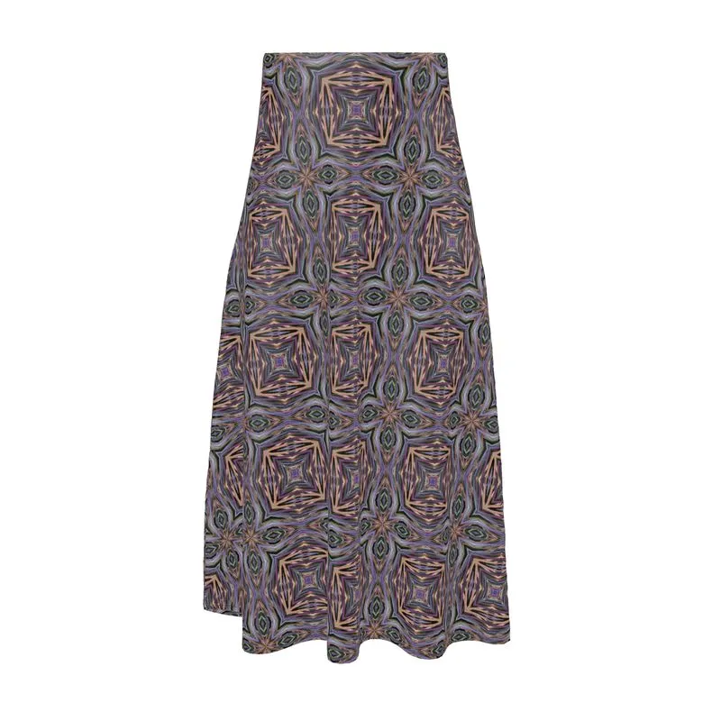Miscanthus Stripe Silk Midi Skirt