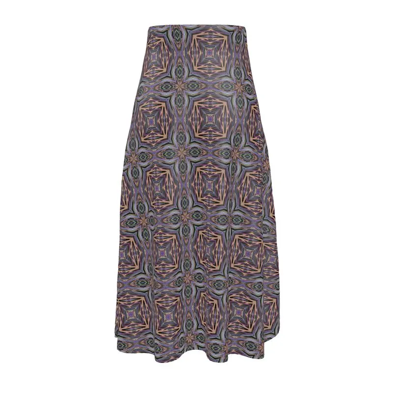 Miscanthus Stripe Silk Midi Skirt