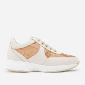 Sneakers Donna 1A Classe Alviero Martini linea Geo Crossing in Pelle color Perla e Dettagli Geo Classic 9810